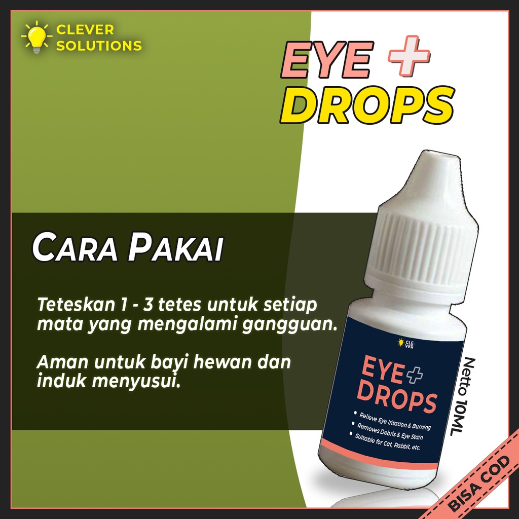 Obat Tetes Mata Kucing EYE PLUS DROPS Obat Sakit Mata Kucing Belekan Iritasi Infeksi Berair by Clever Solutions Trixin Olive Care Koinami Babah Cat House Image 3