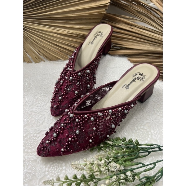 sepatu wanita Yesika wedding burgundy 5cm tahu