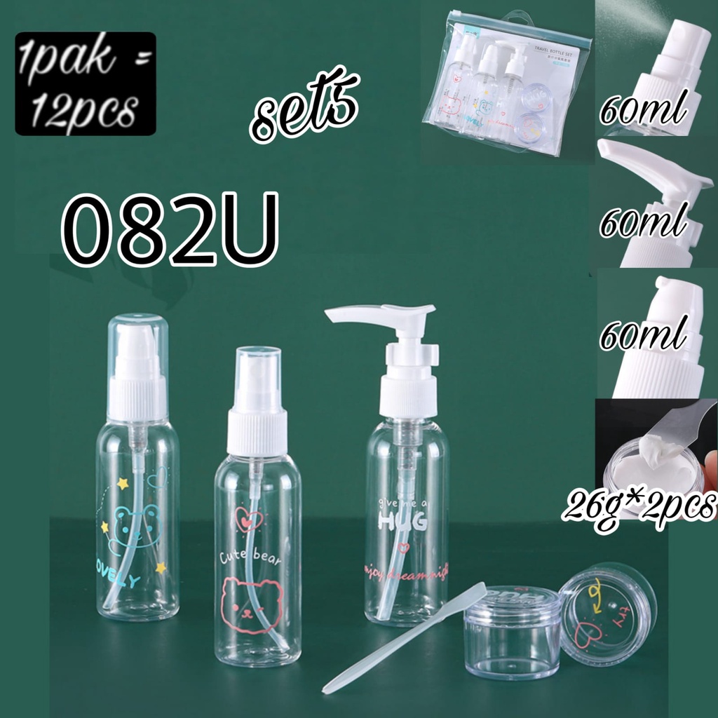 botol travel botol plastik botol refill 60ml set 5pc 082