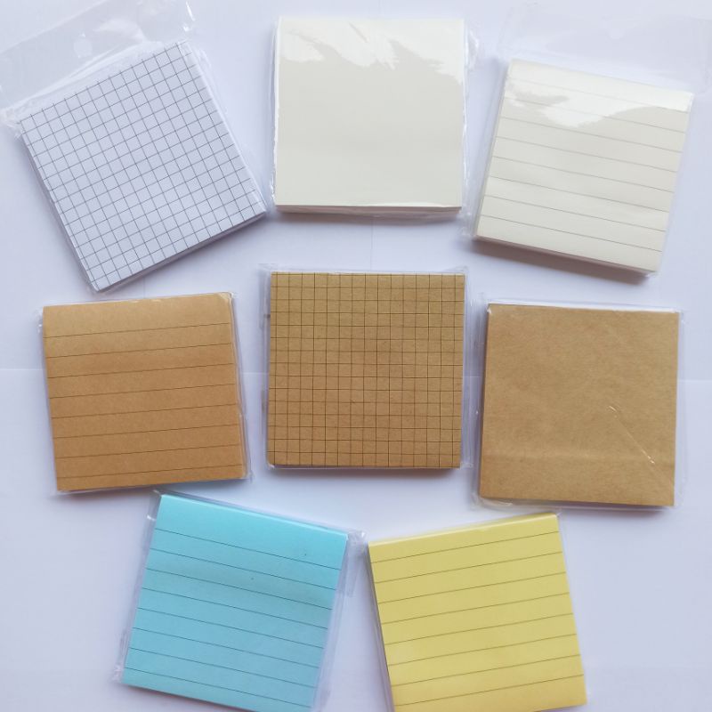 

80 lembar Memopad grid kotak garis vintage white brown aesthetic journal