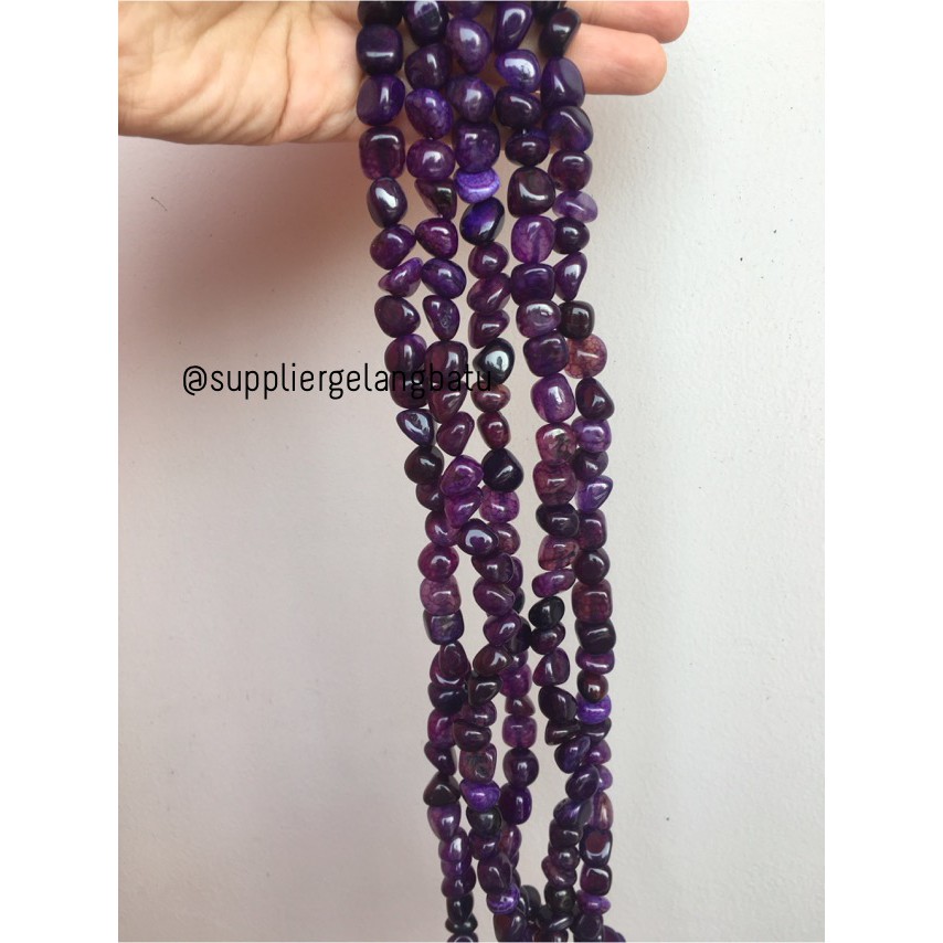 manik Batu alam purple agate ungu Beads 12 x 10mm bahan gelang kalung beads aksesoris supplier craft