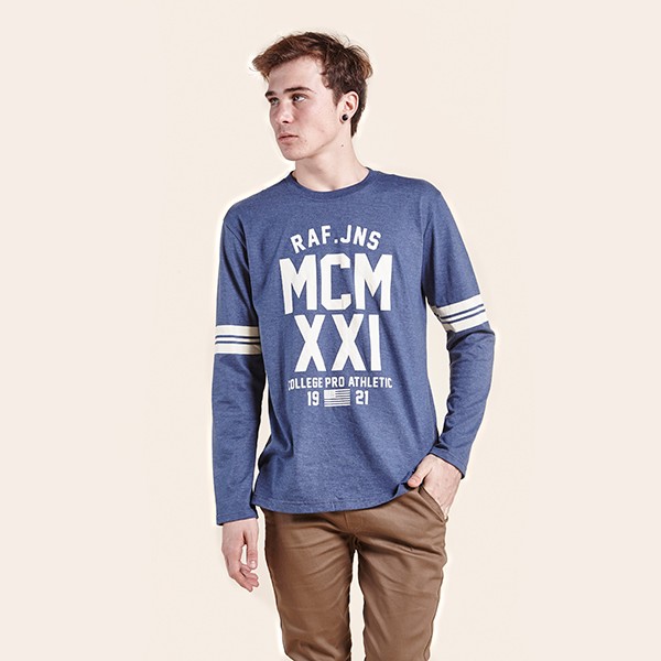 Unik T-shirt Oblong L/S Tuton List Tangan Biru by RAF (07901334) Berkualitas