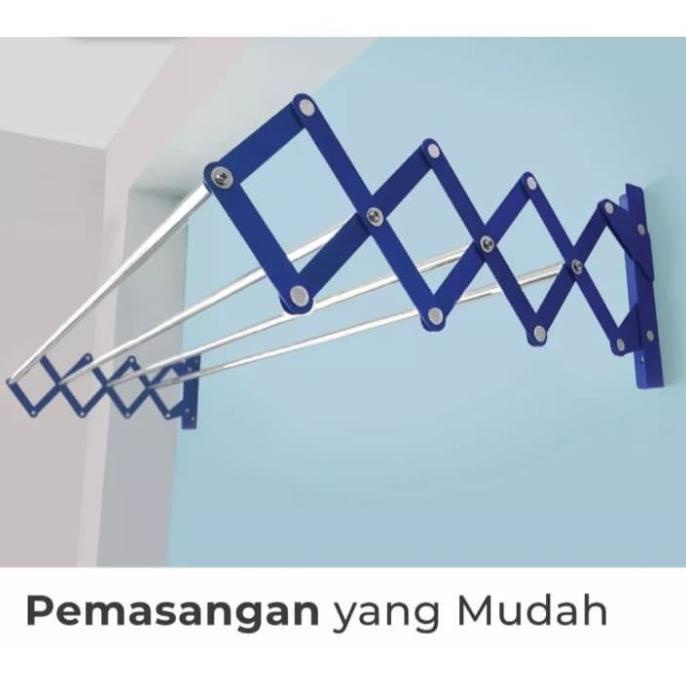 JEMURAN DINDING LIPAT BAHAN STAINLESS UK 75CM MURAH PLUS BAUT - BIASA