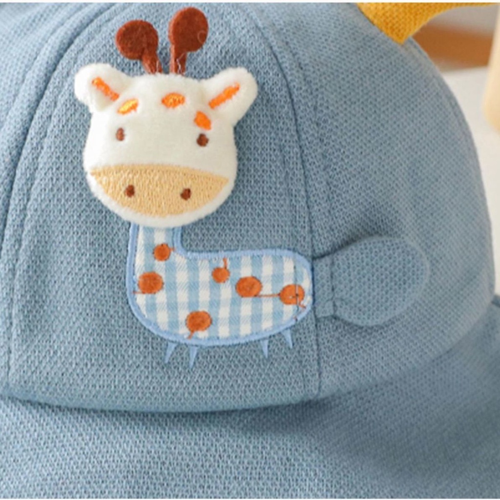 Topi Bulat Bayi Jerapah Tanduk Giraffe 3D Bucket Hat Baby Import Topi Anak Lucu Unisex 0 - 2 Tahun