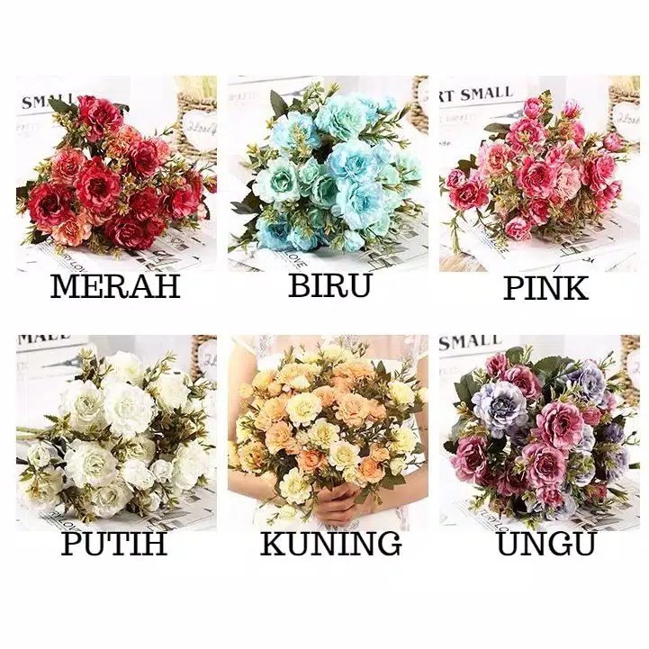 Bouquet Bucket Buket Bunga Plastik Hiasan Dekor Dekorasi Pernikahan Lamaran DAHLIA Artifisial Murah