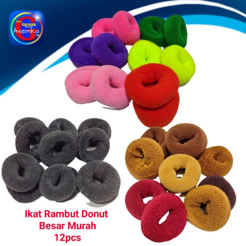 GPA Ikat rambut 12pcs Donut Jumbo Produk Lokal Grosir