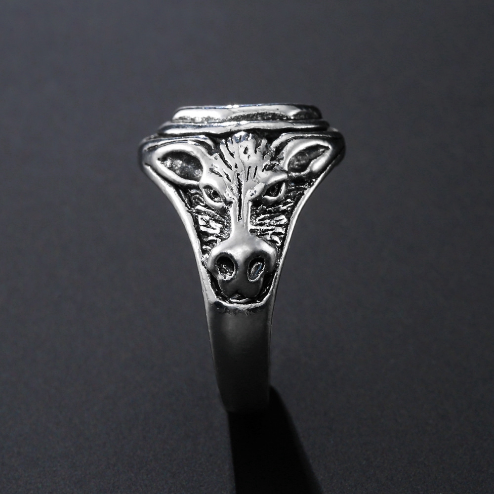 Cincin Baja Titanium Perak Antik Eropa Dan Amerika Punk Satwa Pentagram Perhiasan Fashion Pria Rings