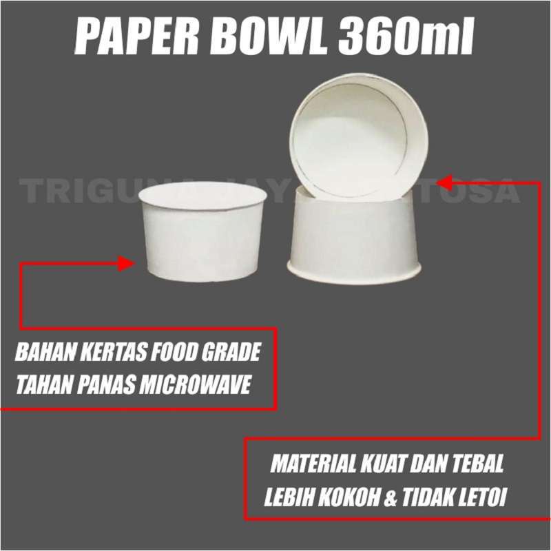 Paper Bowl 360ml Tebal Per Dus 1000pcs Mangkuk Tahan Microwave Mangkok Kertas Tahan Panas 360 ml