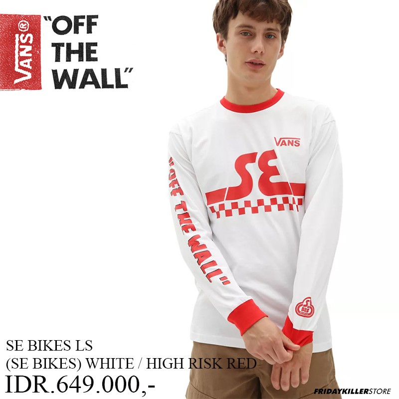 KAOS LENGAN PANJANG VANS OFF THE WALL | SE BIKES LS (SE BIKES) WHITE / HIGH RISK RED