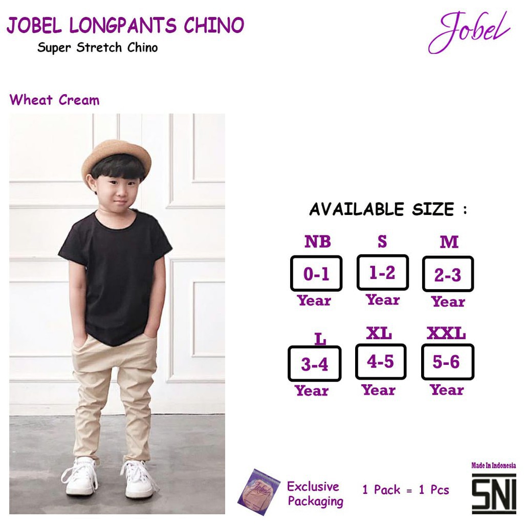 [Warna Wheat Cream Size NB - XXL ] Kazel Jobel Long Pants Chino Unisex Celana Panjang Anak