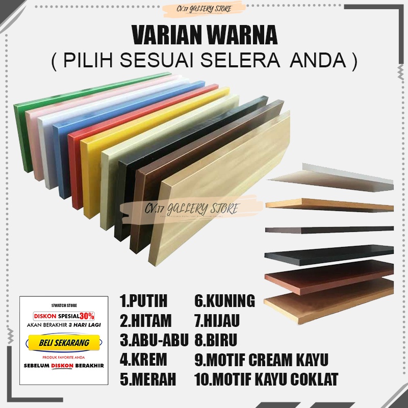 Rak Hiasan Ambalan Tempat penyimpanan Pajangan Tanaman Hias Bunga Kosmetik Make up Buku Foto Piala Obat Pensil Bumbu Dapur Furniture Decorasi Dinding Dingding Tempel 3 PCS Kamar Tidur Cowok Ruang Tamu Susun Kayu Perlengkapan Rumah Minimalis Serbaguna 12Cm