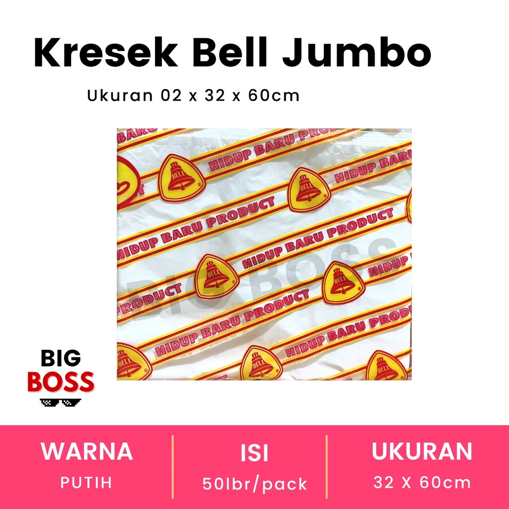 [ISI 50 LBR] Kantong Kresek Super Bell Hitam Putih Jumbo 35cm