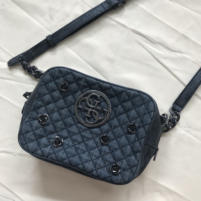 guess sling bag denim preloved tas quilted