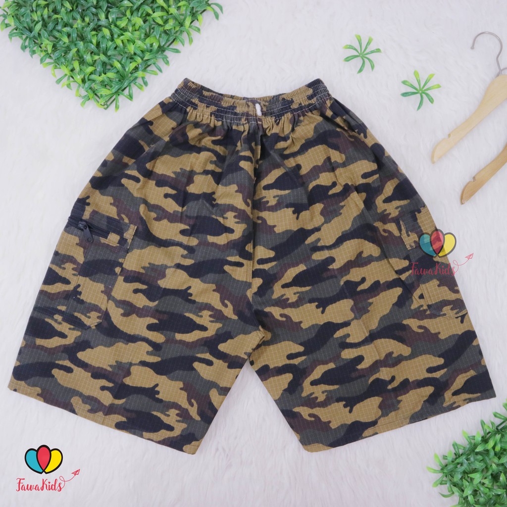 Celana ABRI Loreng Dewasa Pendek Uk Normal / Kantong Resleting Santai Olahraga Boxer Kolor Kasual