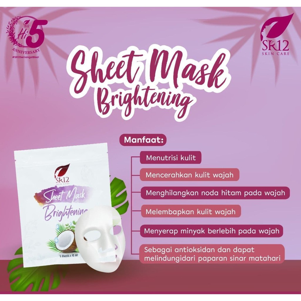 SR12 SHEET MASK BRIGHTENING Mencerahkan Kulit Wajah SR12 SHEET MASK ACNE Merawat Kulit Berjerawat