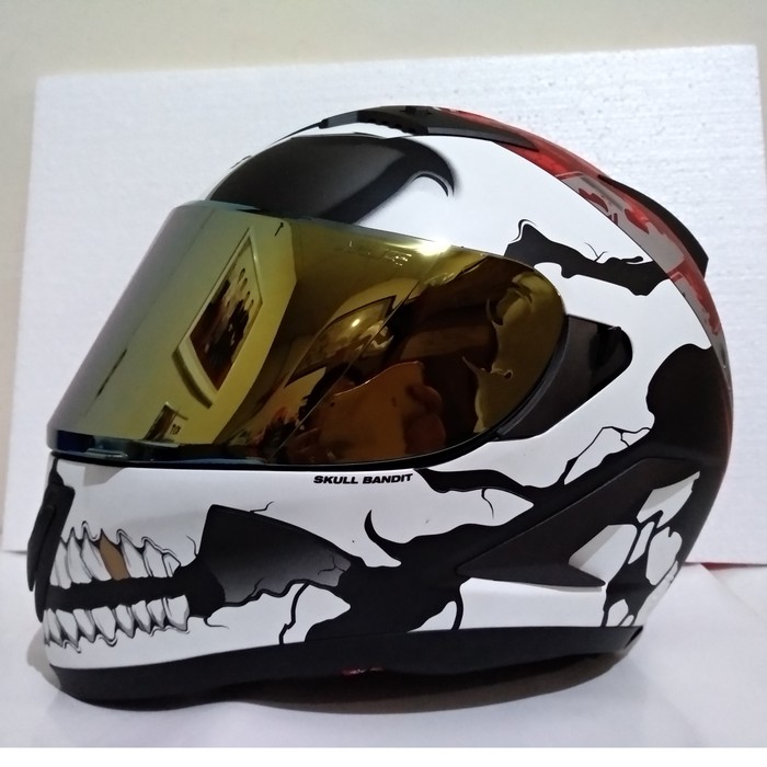 OFC HELM NJS SHADOW FLAT VISOR IRIDIUM GOLD DAN BLUE