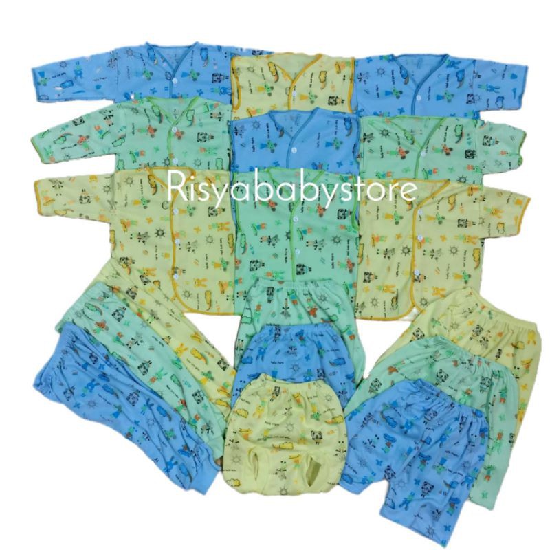 Paket perlengkapan baju bayi motif warna / grosir baju bayi dan celana bayi