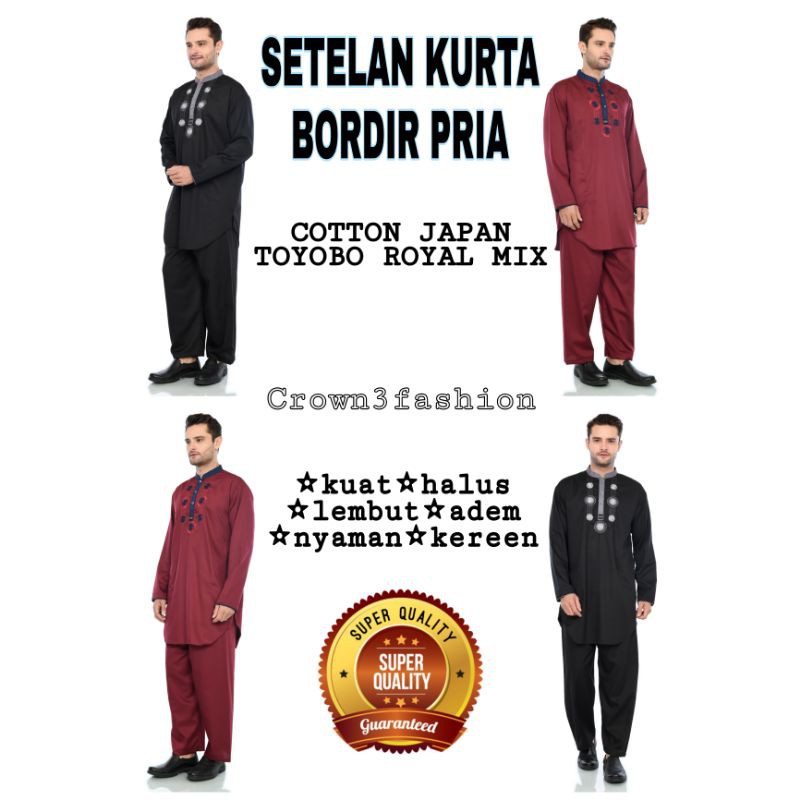 Setelan koko kurta katun jepang bordir berkualitas One Set *COD OK