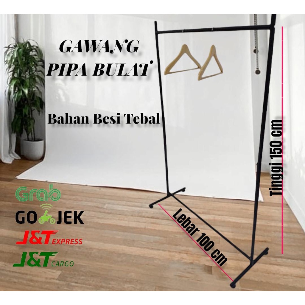 Gawangan Hanger Gantungan Baju Model pipa bulat (100cm)