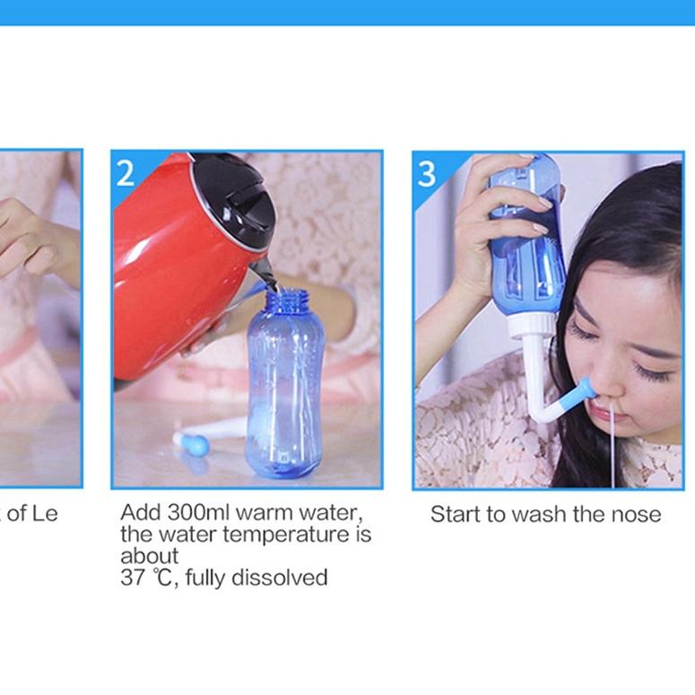 ❉ 300 Ml dan 500ml Pencuci Hidung Neti Pot Cleaner Irigasi Bilas Bersih untuk Rhinitis Alergi, Sinus