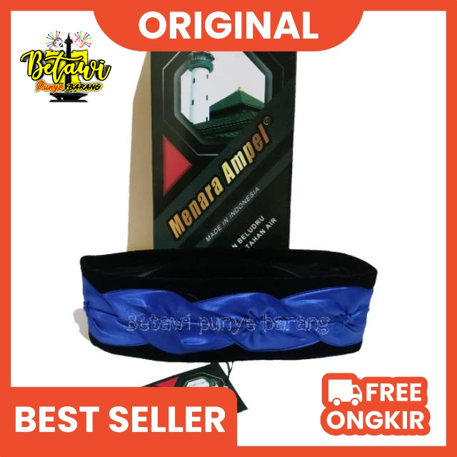 Peci Kopiah Songkok Kembang Kol Betawi Hitam Motif Kembang Biru