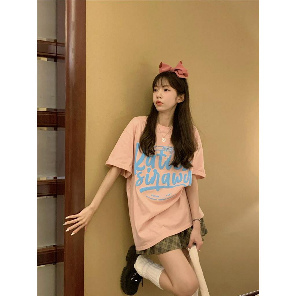 DF BJ384 Kaos Oversize Wanita T-shirt Oversize Basic Baju Distro Lengan Pendek