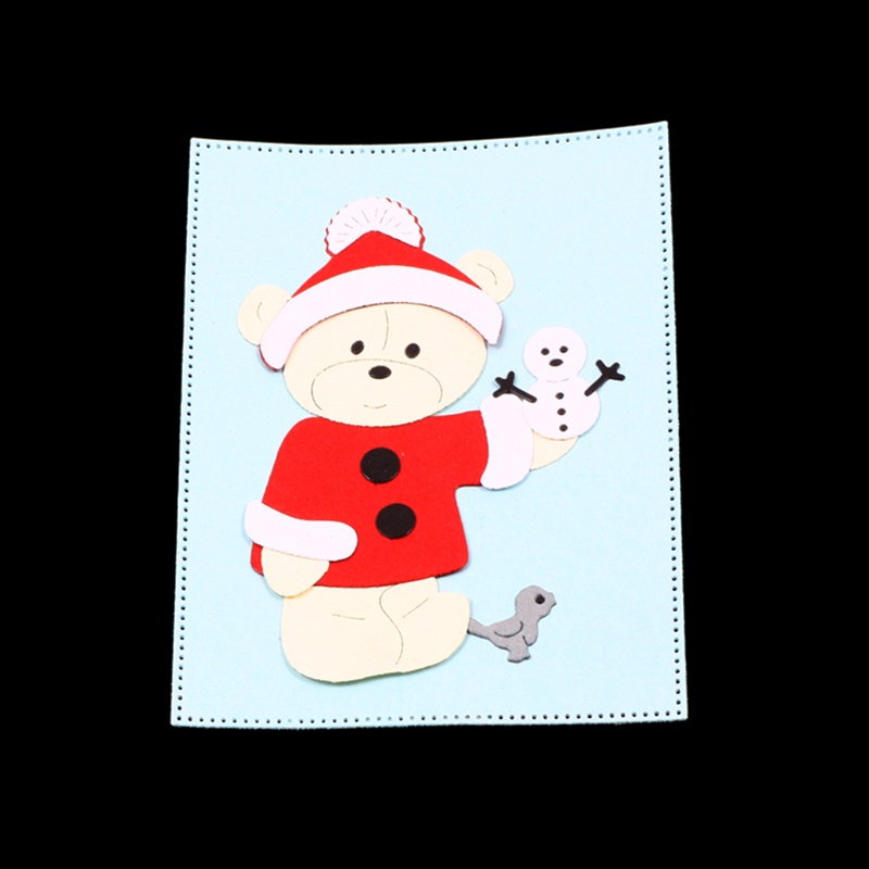 Cetakan Stensil Cutting Dies Motif Beruang Natal Bahan Metal Untuk Scrapbook / Craft DIY