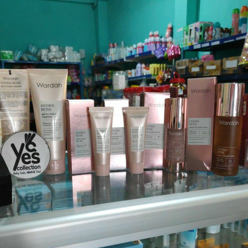 Wardah Hydra Rose Dewy aqua day Moisture Rich Day Night Serum 30 ml Petal Infused Toner Gel to Foam Cleanser 100 ml Sabun Cuci Muka Cream Siang Krim Malam Wajah Kulit Kering Kusam