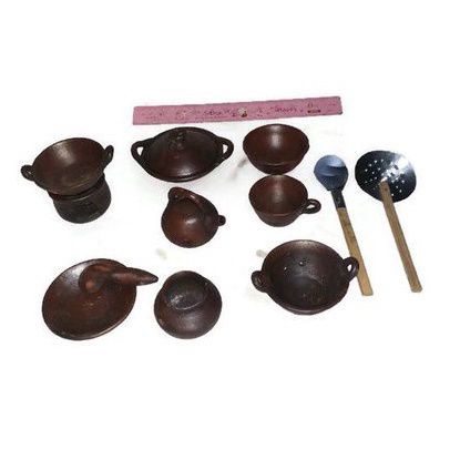 Kitchen set mainan anak perempuan / alat masak masakan tanah liat gerabah halus