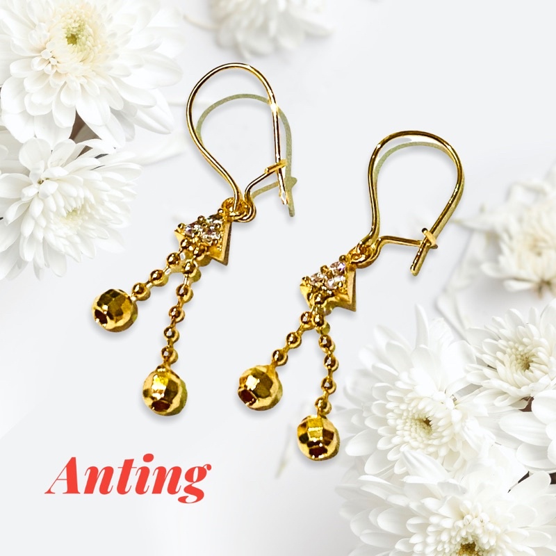 Anting wanita //anting gantung wanita //anting lapis emas//anting permata