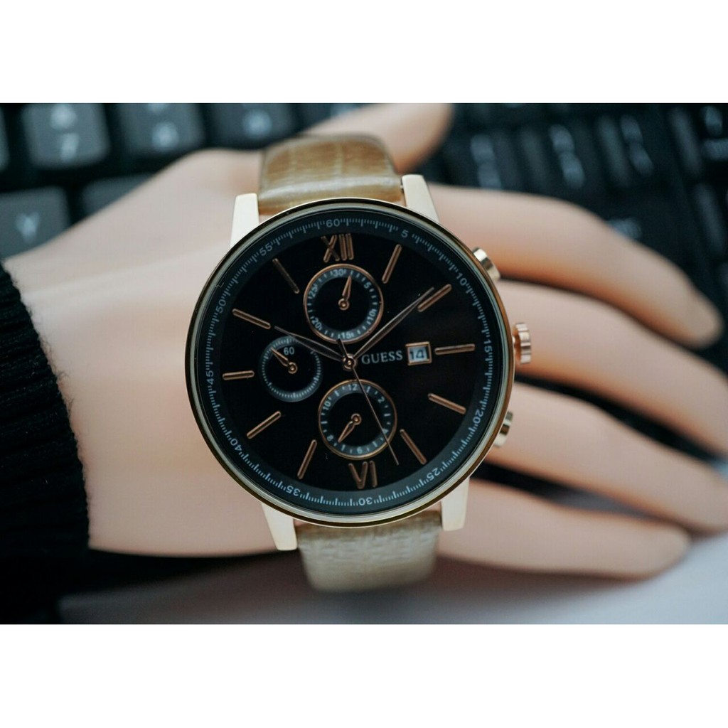 Jam Tangan Pria Wanita Guess Tanggal Tali Kulit
