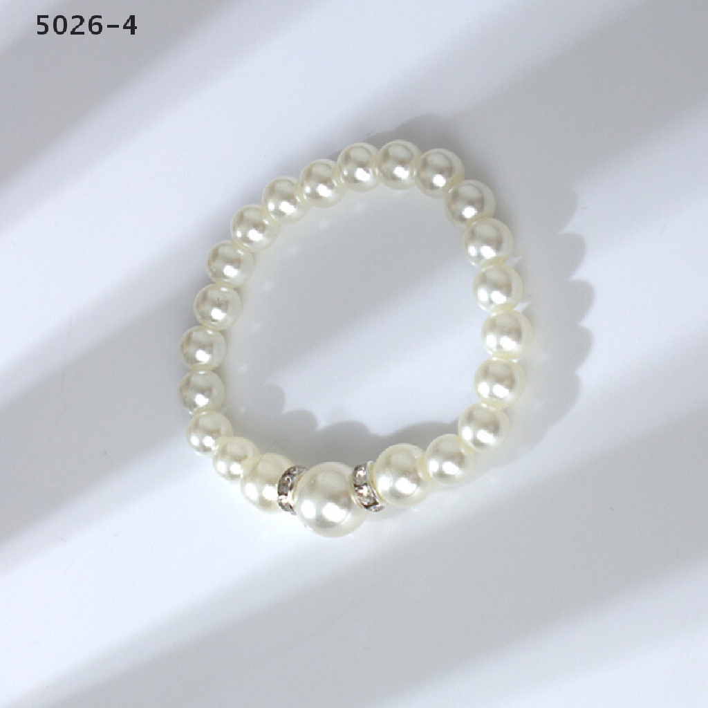 5026-4 Women Crystal Pearl Necklaces Bangles Earrings Wedding Charm Jewelry Set Gift 5026-4