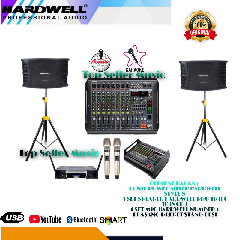 PAKET SOUND SYSTEM HARDWELL KARAOKE ORIGINAL CAFE RESTORAN RUMAH DLL SERIES PRO HARDWELL