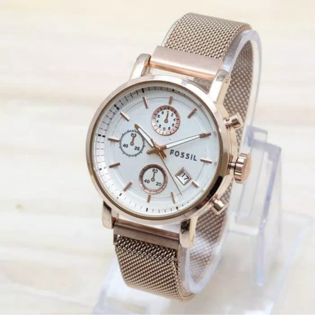 Grosiran Jam Tangan Wanita Psa O6 - 35120 Analog Tali Rantai Pasir Tanggal Aktif Chrono Hiasan Original Garansi 6 Bulan Free Baterai Cadangan (BISACOD)