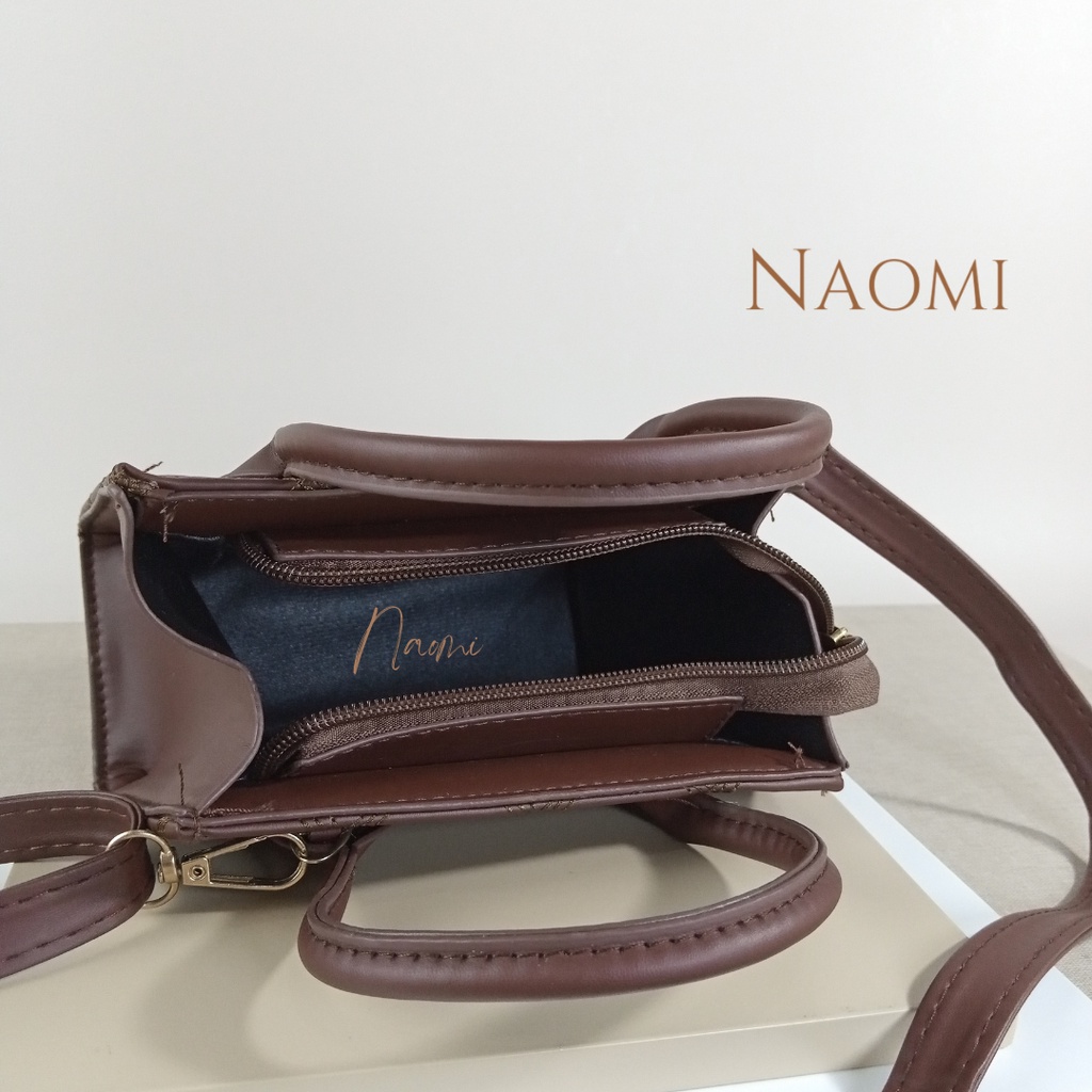 NAOMI - Martha Adelia Sling Bag Import - Tas Fashion Wanita - Tas Kulit Wanita - Tas Fashion Selempang - Tali Panjang - Long Strap Cantik - Square Handbag - Sling Bag Wanita - Tas Wanita - Tas Naomi - Naomi Bag