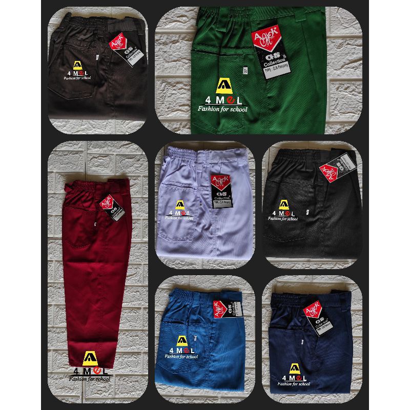 Celana Panjang SD/Madrasah Kain katun Drill Seragam Sekolah Laki Laki terbaik