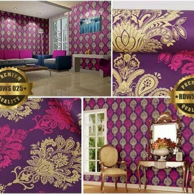 Shafaallshop. Wallpaper stiker 45cmx10 mtr motif batik violet