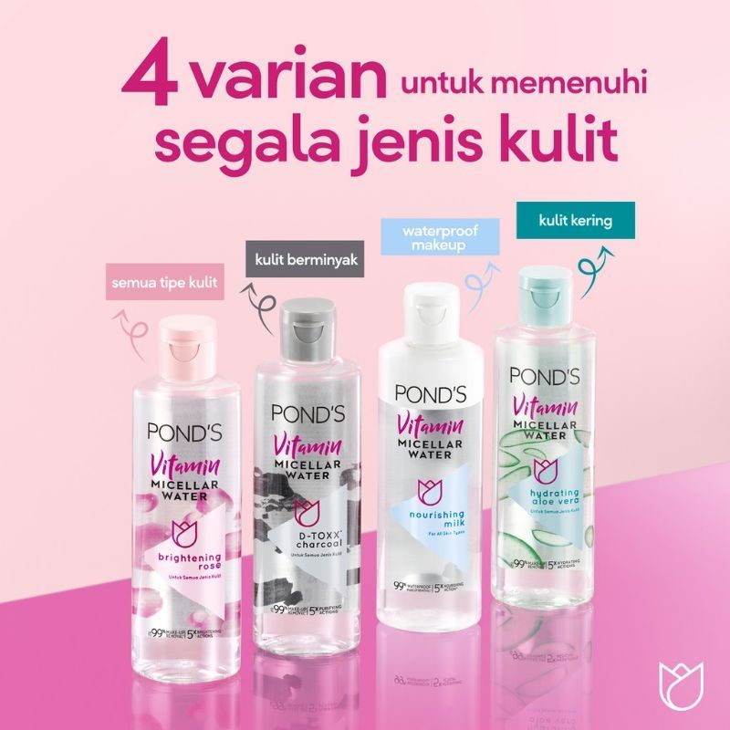 ( ORIDANGROSIR ) PONDS MICELLAR WATER 100ML BRIGHTENING ROSE / ponds micellar water rose 100ml / PON