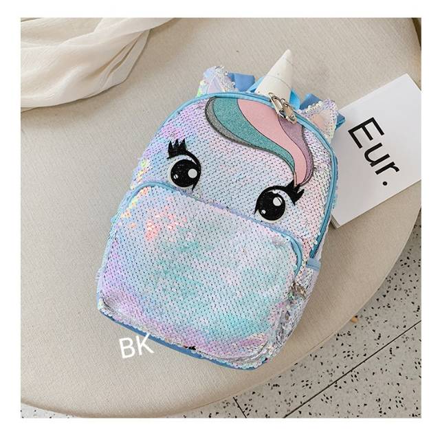 TAS RANSEL SEKOLAH SEQUIN UNICORN BLINK SEQUIN BAG IMPORT / TAS UNICORN LUCU BERUBAH WARNA