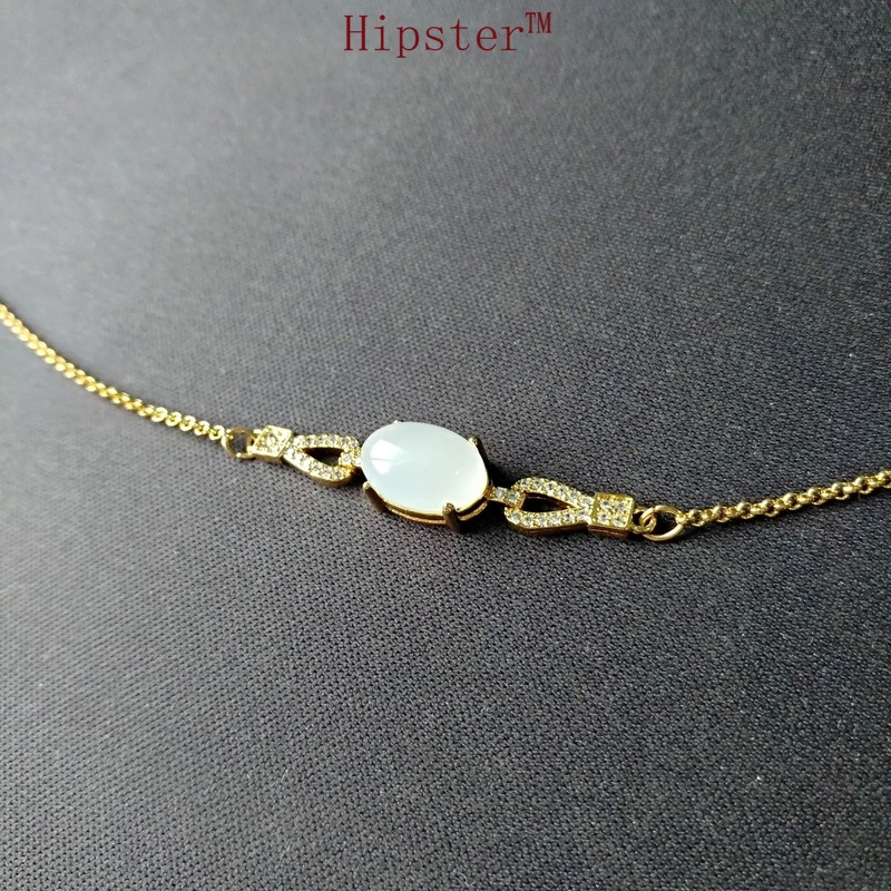 New Retro White Jade Elegance, Fashion, Simplicity Gold Bracelet