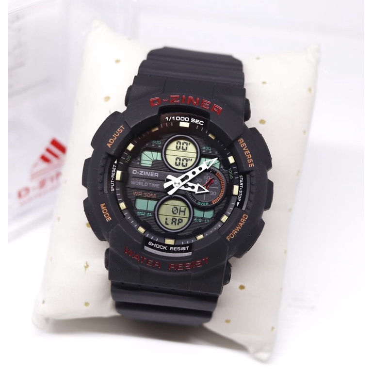 Jam Tangan Pria Dziner 8278 AutoLight Dan Crono Aktif Tali Rubber