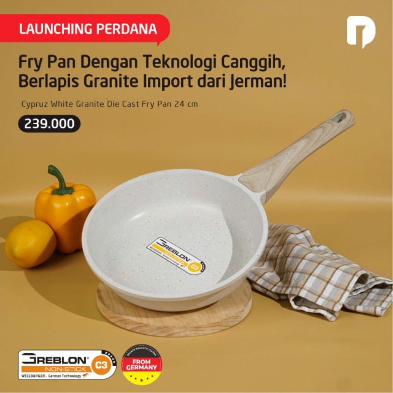 Jual Cypruz White Granite Die Cast Fry Pan 24cm Shopee Indonesia 5581