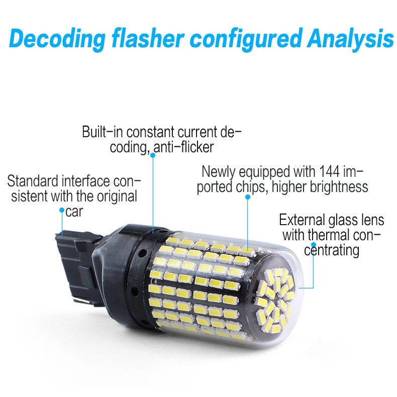 2PCS【In stock】144 LED T20 1156 Anti Flash Constant Arus Konstan decoding Turn signal Reversing light