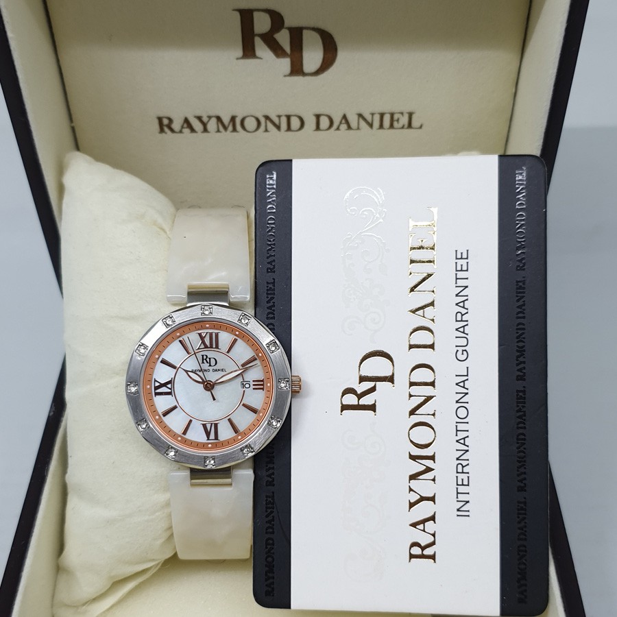 Raymond Daniel RD206 Silver Rosegold Akr.Putih, Jam Tangan Wanita,Original