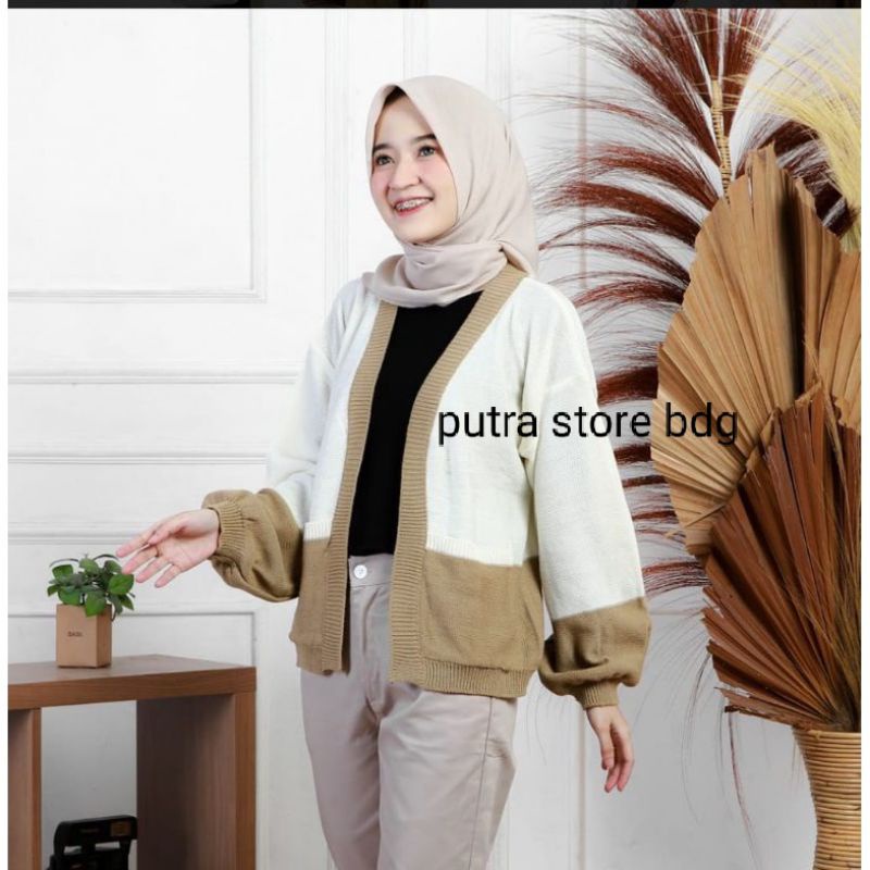 CLARA COMBO CARDIGAN RAJUT WANITA RAJUT TEBAL PREMIUM