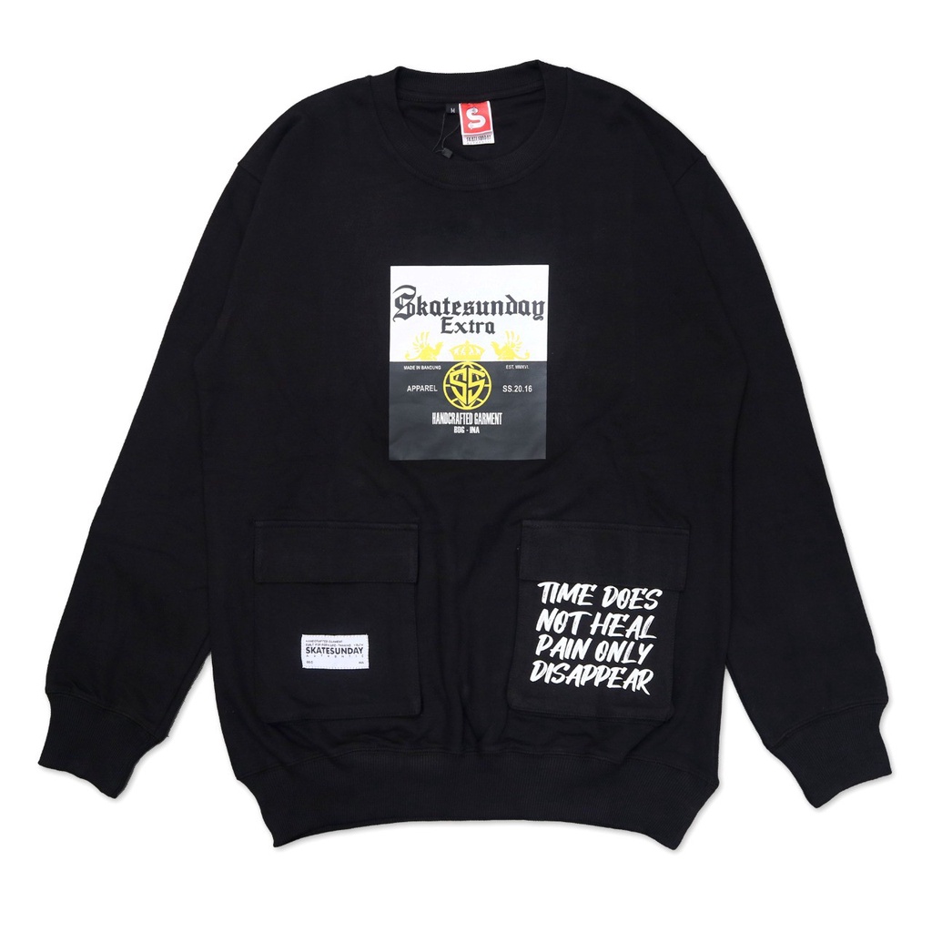 Jaket Sweater Crewneck SUNDAY GID Series – Black Edition Fashion Trendy Casual Pria Good Brand Quality Stylish