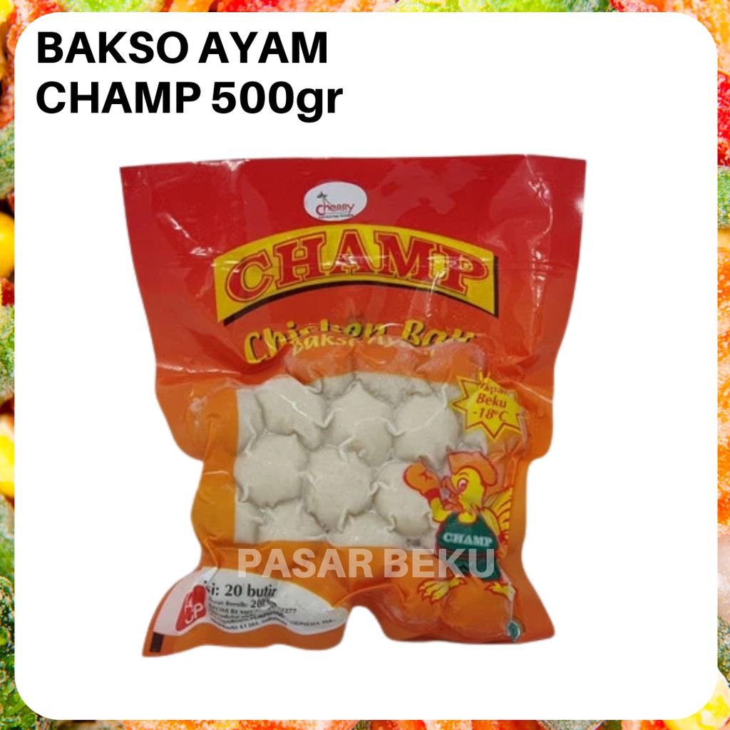 

(Khusus AREA SUMBAR) Bakso Ayam Champ Frozen 500gr Cemilan Seafood Frozenfood Padang