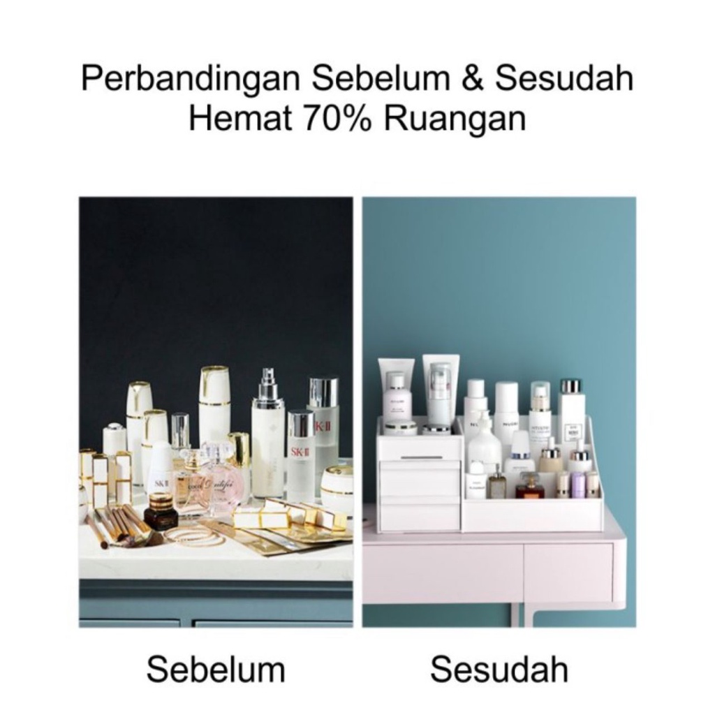 Rak Kosmetik 2 Laci Tempat Penyimpanan Make Up Skin Care Storage Box Skin Care Make Up White_Cell