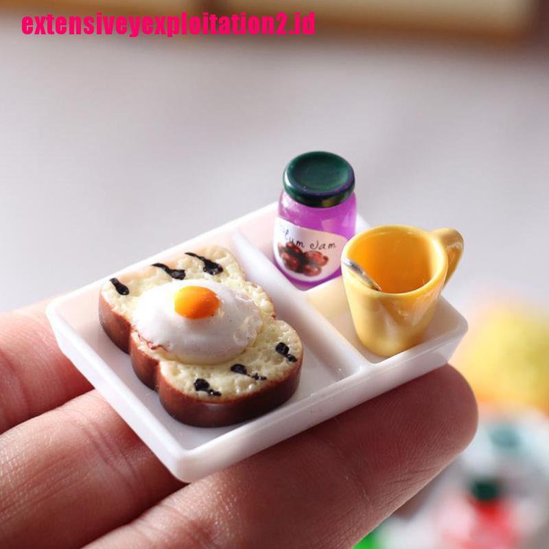 &lt; E2id &amp; &gt; 5pcs / set Mainan Miniatur Piring Selai / Roti Untuk Aksesoris Dapur Rumah Boneka