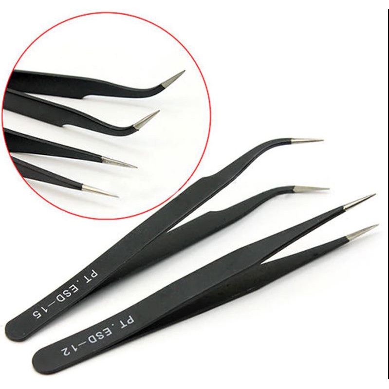 Pinset Siku Stainless Steel Laboratorium Tweezers Anti-static